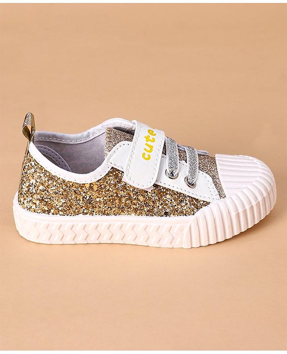 Cute Walk by Babyhug Casual Shoes with Text Print - Gold