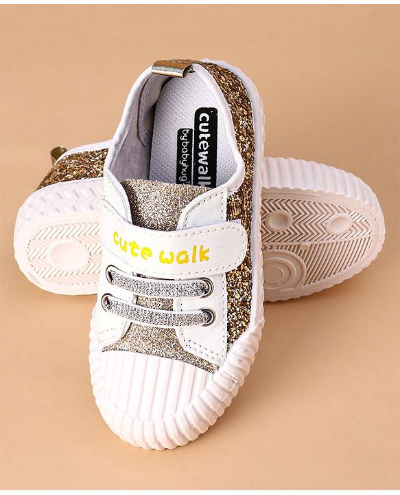 Cute Walk by Babyhug Casual Shoes with Text Print - Gold