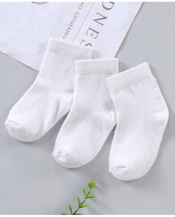 Cute Walk by Babyhug Ankle Length Antibacterial Non Terry Socks Pack Of 3 - White