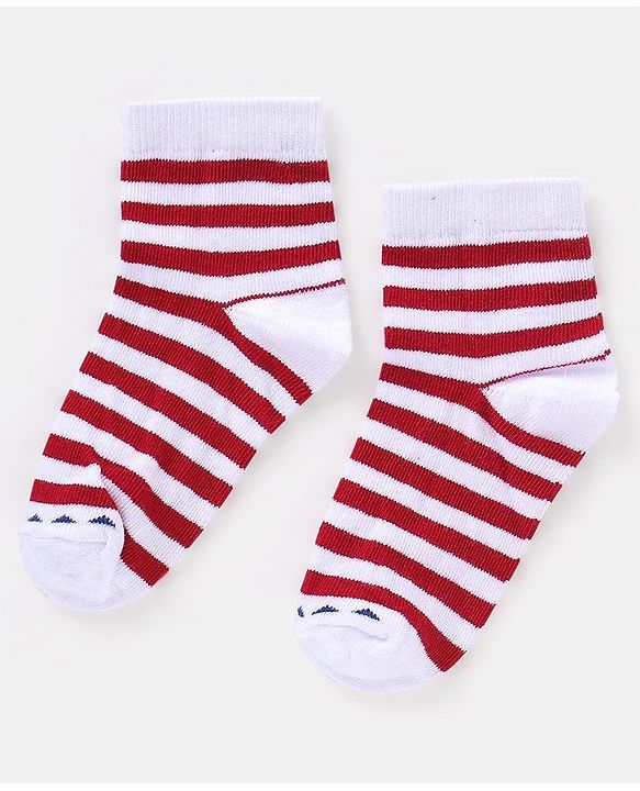 Cutewalk By Babyhug Cotton Anti Bacterial Ankle Length Socks Striped Pack of 3 - Multicolour