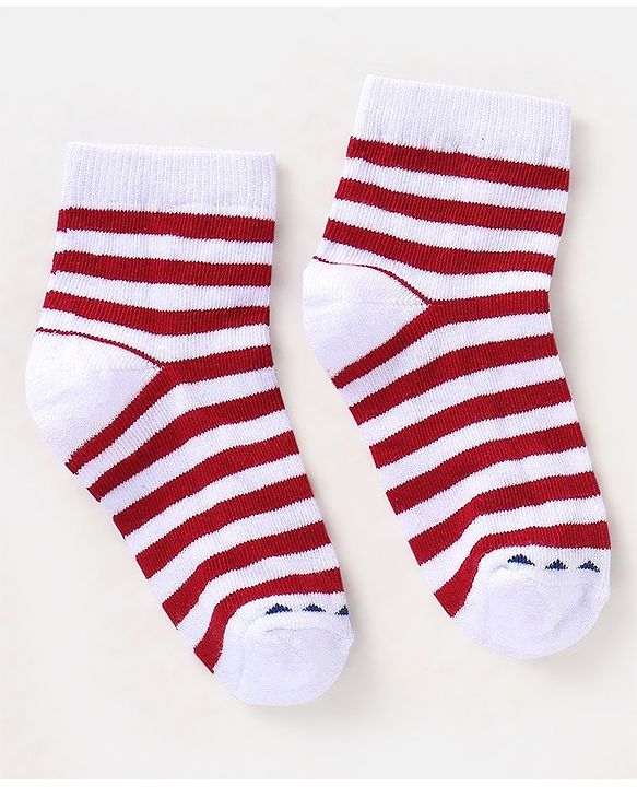 Cutewalk By Babyhug Cotton Anti Bacterial Ankle Length Socks Striped Pack of 3 - Multicolour