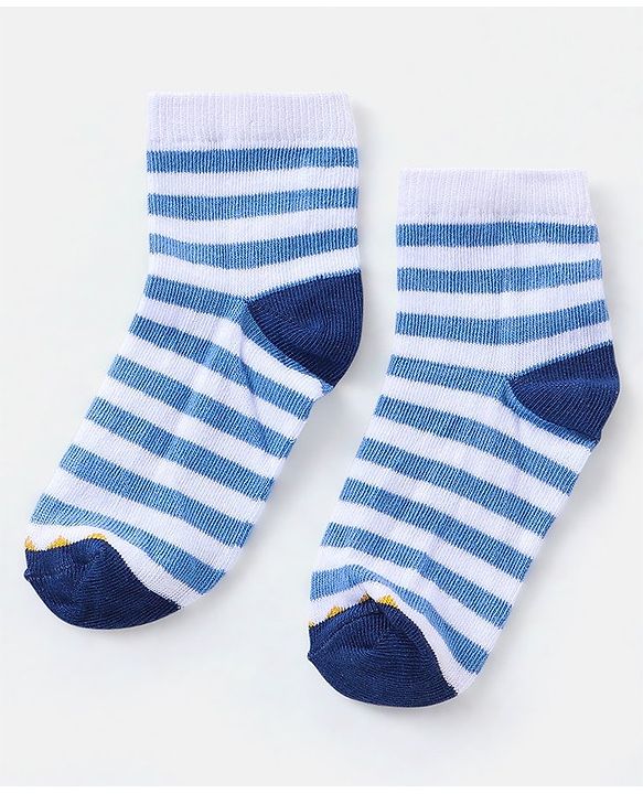 Cutewalk By Babyhug Cotton Anti Bacterial Ankle Length Socks Striped Pack of 3 - Multicolour