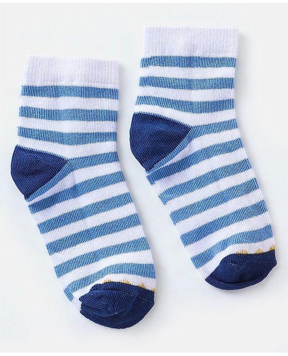Cutewalk By Babyhug Cotton Anti Bacterial Ankle Length Socks Striped Pack of 3 - Multicolour