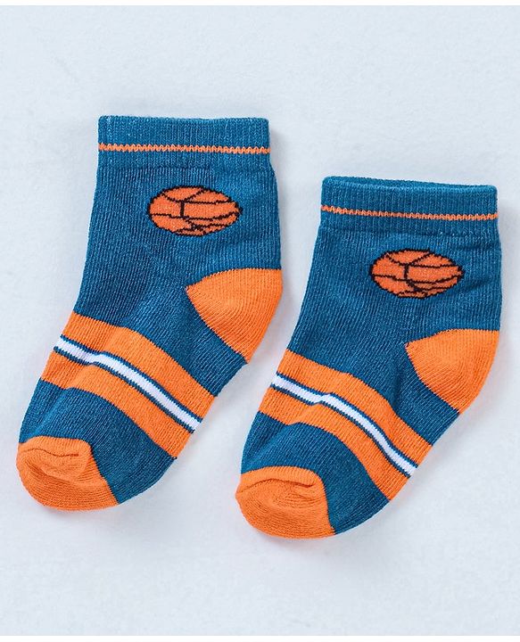 Cutewalk By Babyhug Anti Bacterial Ankle Length Ball Print Socks Pack Of 3 - Blue & White