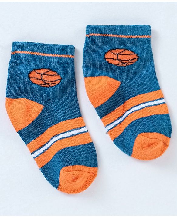 Cutewalk By Babyhug Anti Bacterial Ankle Length Ball Print Socks Pack Of 3 - Blue & White