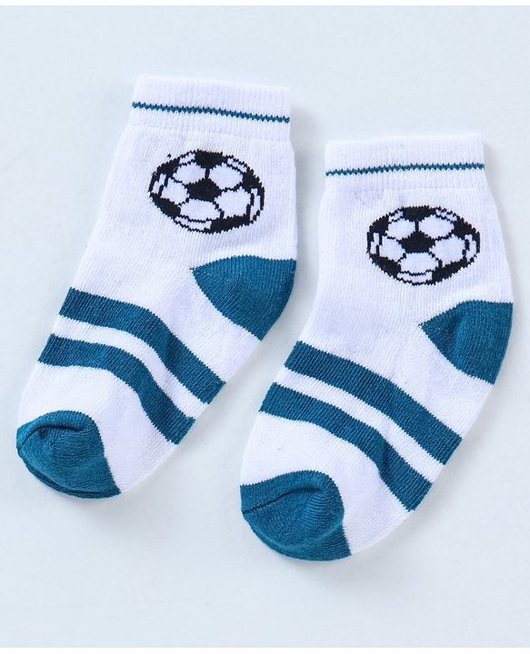 Cutewalk By Babyhug Anti Bacterial Ankle Length Ball Print Socks Pack Of 3 - Blue & White