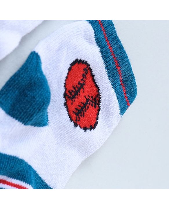Cutewalk By Babyhug Anti Bacterial Ankle Length Ball Print Socks Pack Of 3 - Blue & White