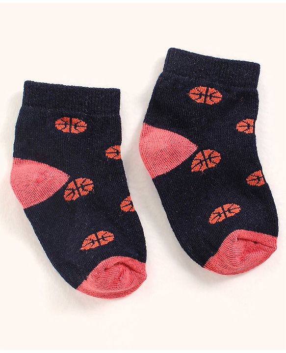 Cutewalk By Babyhug Anti Bacterial Ankle Length Non Terry Socks Football Design Pack of 3- Black & Grey