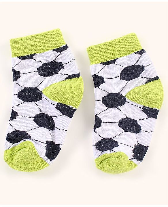 Cutewalk By Babyhug Anti Bacterial Ankle Length Non Terry Socks Football Design Pack of 3- Black & Grey