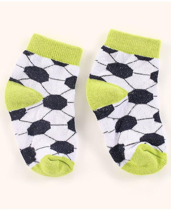 Cutewalk By Babyhug Anti Bacterial Ankle Length Non Terry Socks Football Design Pack of 3- Black & Grey