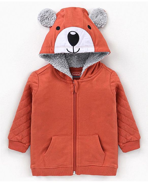 Babyhug Cotton Full Sleeves T-Shirt & Lounge Pants With Hooded Sweatshirt Stripes & Bear Print- White Brown
