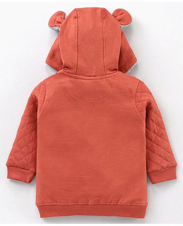Babyhug Cotton Full Sleeves T-Shirt & Lounge Pants With Hooded Sweatshirt Stripes & Bear Print- White Brown