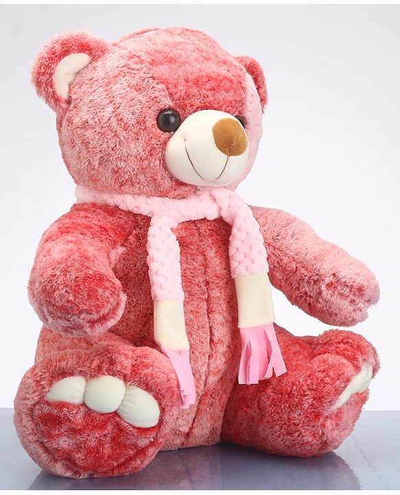 Babyhug Teddy Bear With Muffler Soft Toy - Height 45 cm -Colour May Vary| Cozy Plush Teddy with Stylish Muffler | Fosters Comfort & Emotional Bonding | Soft & Kid-Safe | BIS Certified