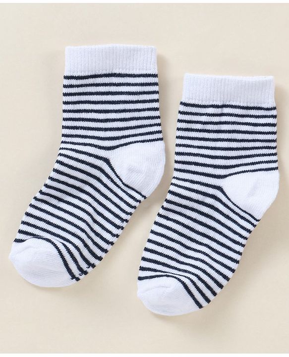 Cutewalk By Babyhug Anti Bacterial Ankle Length Stripe Socks Pack Of 5 - Blue & White