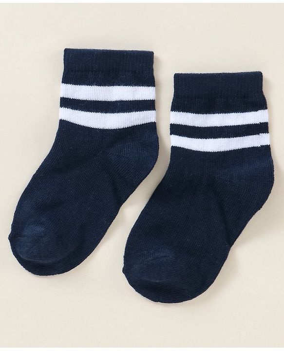 Cutewalk By Babyhug Anti Bacterial Ankle Length Stripe Socks Pack Of 5 - Blue & White