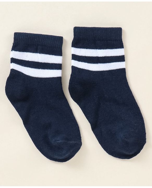 Cutewalk By Babyhug Anti Bacterial Ankle Length Stripe Socks Pack Of 5 - Blue & White