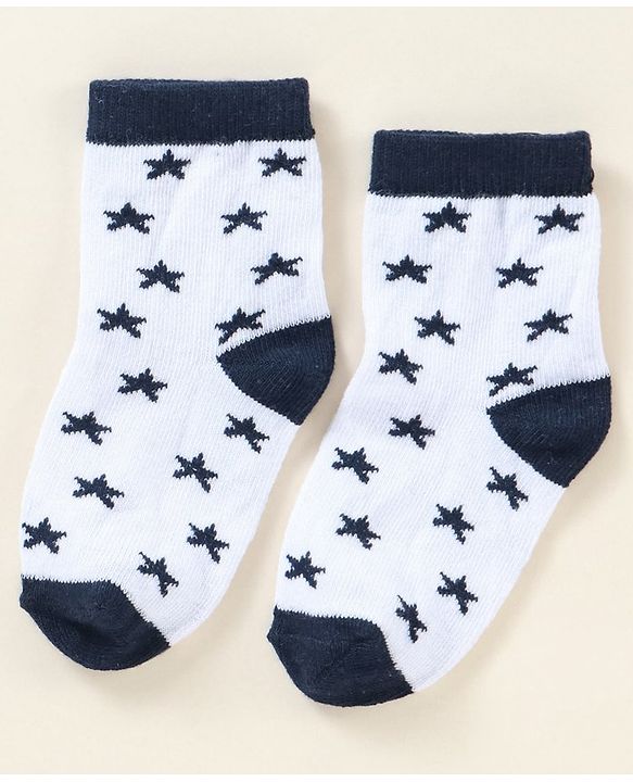 Cutewalk By Babyhug Anti Bacterial Ankle Length Stripe Socks Pack Of 5 - Blue & White