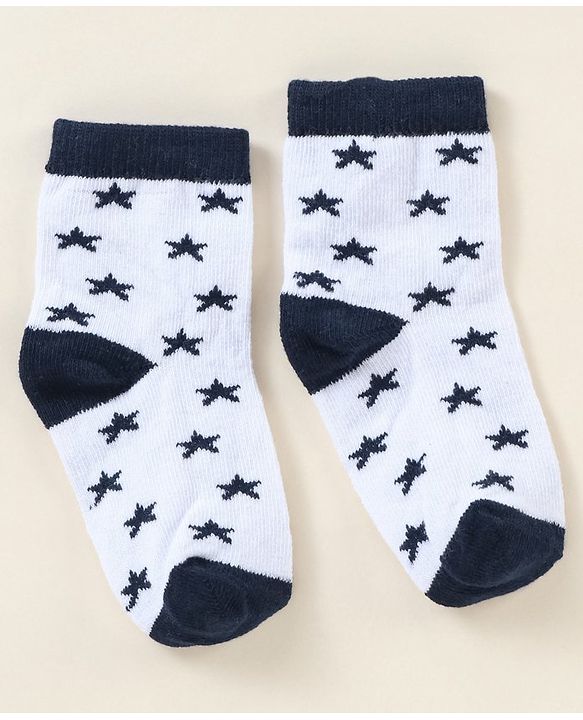 Cutewalk By Babyhug Anti Bacterial Ankle Length Stripe Socks Pack Of 5 - Blue & White