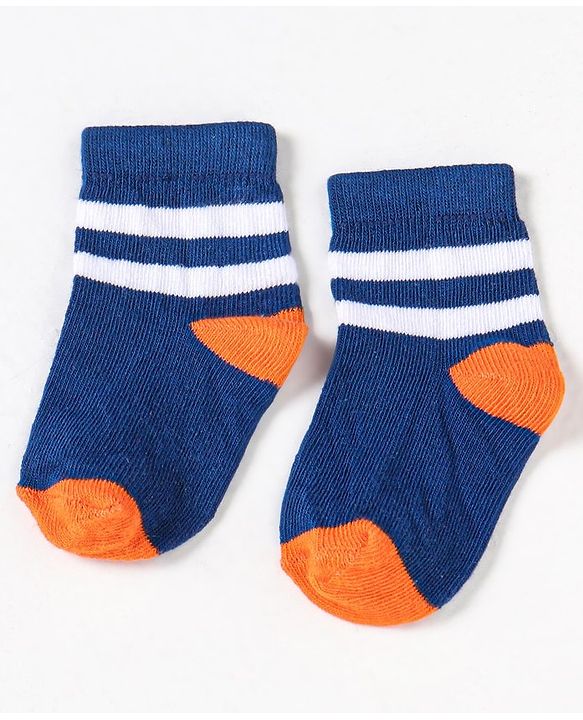Cute Walk by Babyhug Non Terry Cotton Knit Ankle Length Anti Bacterial Socks Striped Pack of 5 - Multicolour
