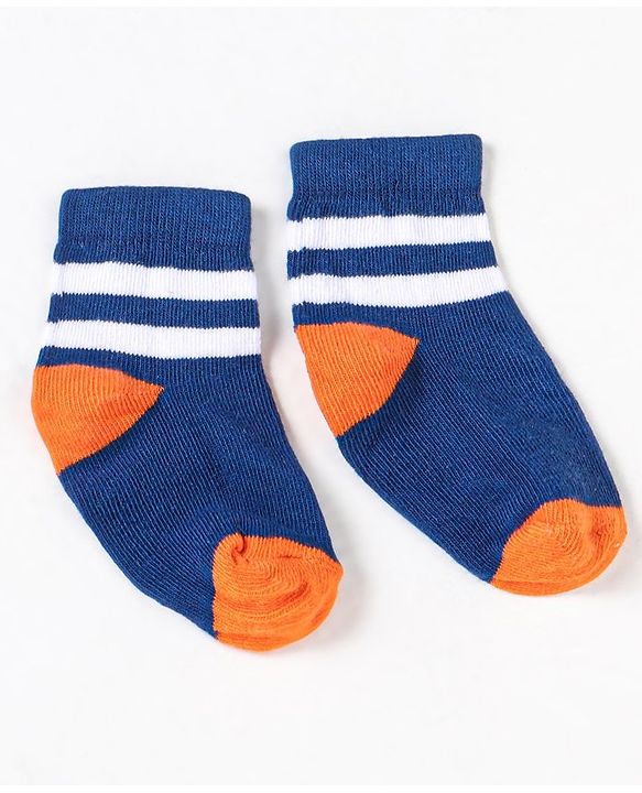 Cute Walk by Babyhug Non Terry Cotton Knit Ankle Length Anti Bacterial Socks Striped Pack of 5 - Multicolour