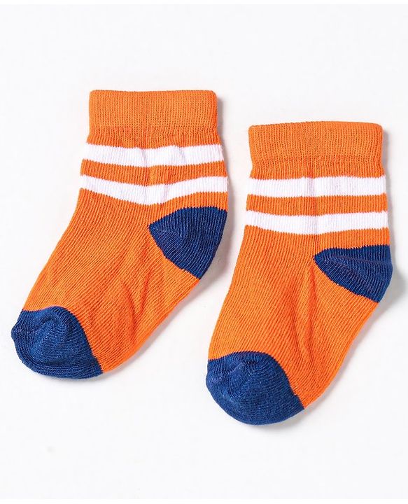 Cute Walk by Babyhug Non Terry Cotton Knit Ankle Length Anti Bacterial Socks Striped Pack of 5 - Multicolour