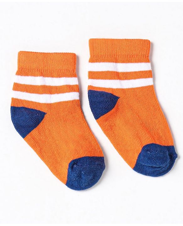 Cute Walk by Babyhug Non Terry Cotton Knit Ankle Length Anti Bacterial Socks Striped Pack of 5 - Multicolour