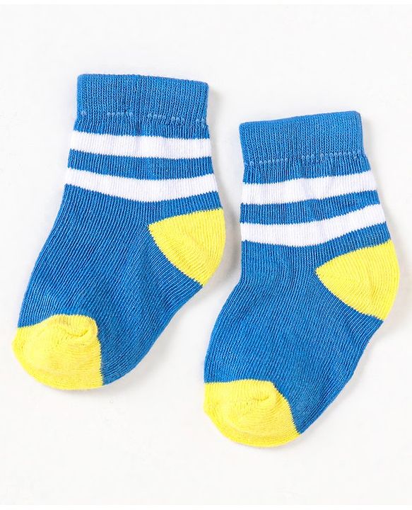 Cute Walk by Babyhug Non Terry Cotton Knit Ankle Length Anti Bacterial Socks Striped Pack of 5 - Multicolour