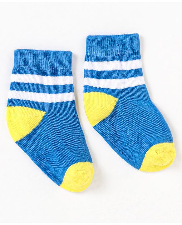 Cute Walk by Babyhug Non Terry Cotton Knit Ankle Length Anti Bacterial Socks Striped Pack of 5 - Multicolour
