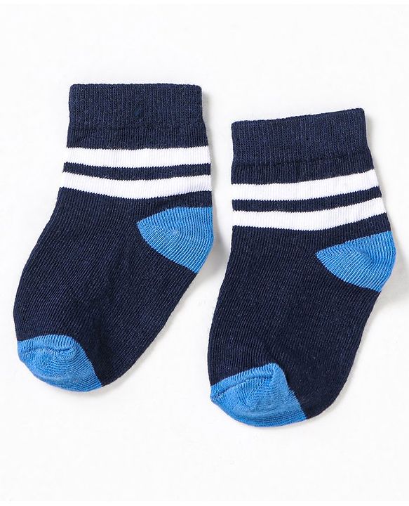 Cute Walk by Babyhug Non Terry Cotton Knit Ankle Length Anti Bacterial Socks Striped Pack of 5 - Multicolour