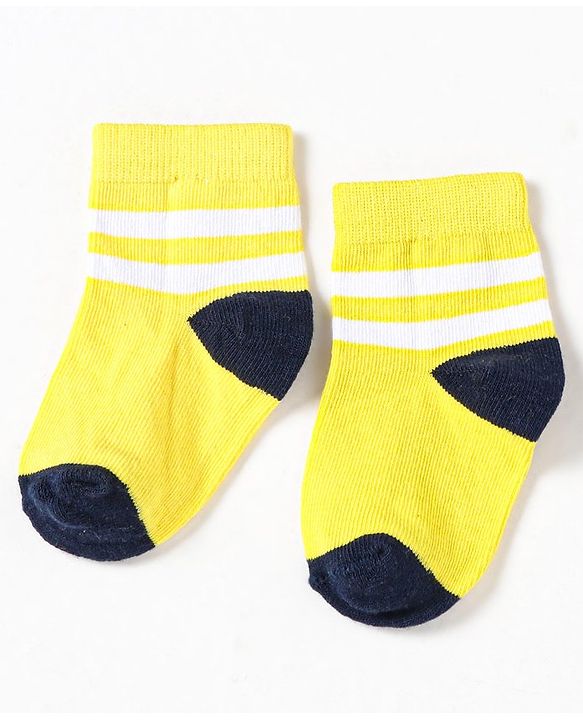 Cute Walk by Babyhug Non Terry Cotton Knit Ankle Length Anti Bacterial Socks Striped Pack of 5 - Multicolour