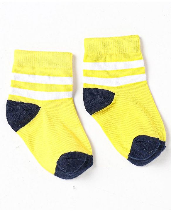 Cute Walk by Babyhug Non Terry Cotton Knit Ankle Length Anti Bacterial Socks Striped Pack of 5 - Multicolour