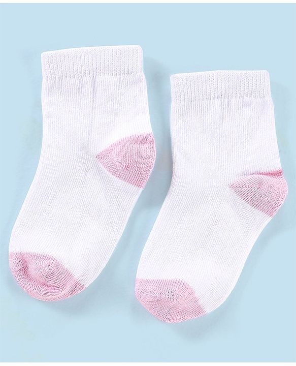 Cutewalk By Babyhug Anti Bacterial Ankle Length Non Terry Socks Striped Pack of 5 - Pink & White