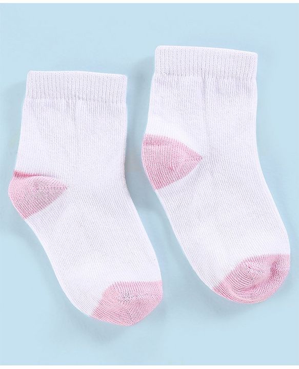 Cutewalk By Babyhug Anti Bacterial Ankle Length Non Terry Socks Striped Pack of 5 - Pink & White