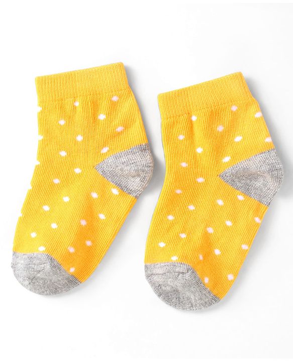 Cute Walk by Babyhug Cotton Anti Bacterial Ankle Length Socks Polka Dots Design Pack of 5 - Multicolour