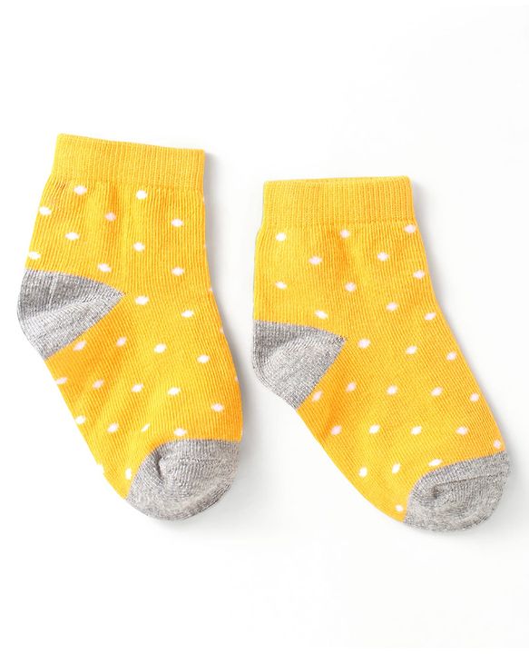 Cute Walk by Babyhug Cotton Anti Bacterial Ankle Length Socks Polka Dots Design Pack of 5 - Multicolour
