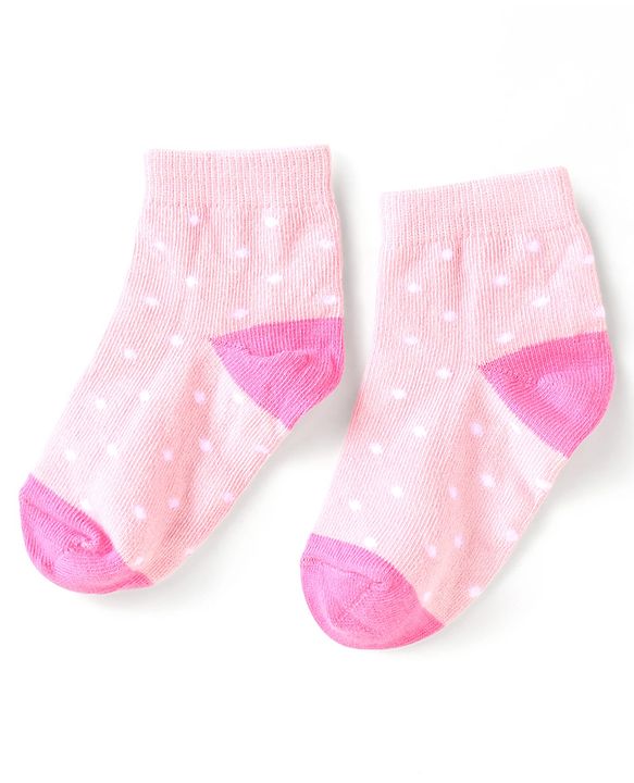 Cute Walk by Babyhug Cotton Anti Bacterial Ankle Length Socks Polka Dots Design Pack of 5 - Multicolour