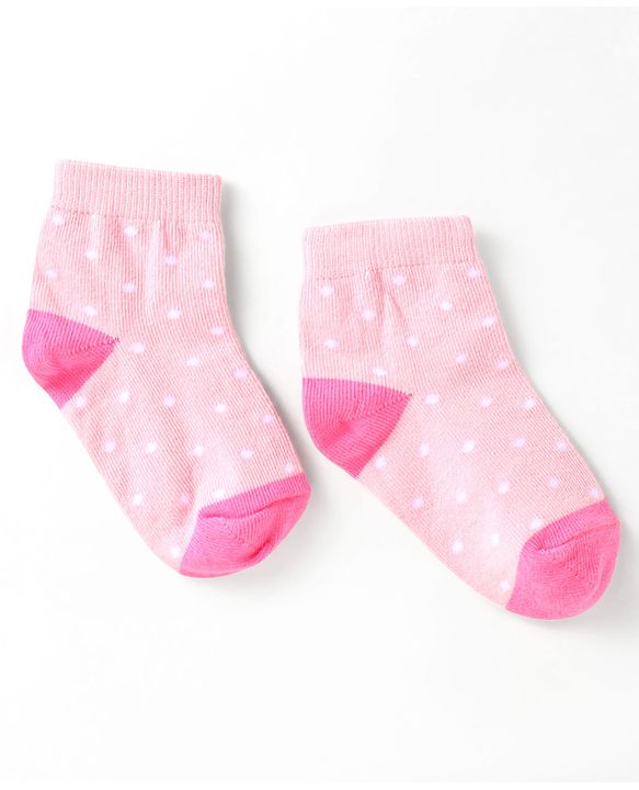 Cute Walk by Babyhug Cotton Anti Bacterial Ankle Length Socks Polka Dots Design Pack of 5 - Multicolour