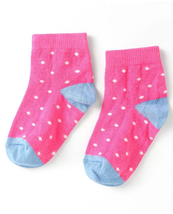 Cute Walk by Babyhug Cotton Anti Bacterial Ankle Length Socks Polka Dots Design Pack of 5 - Multicolour