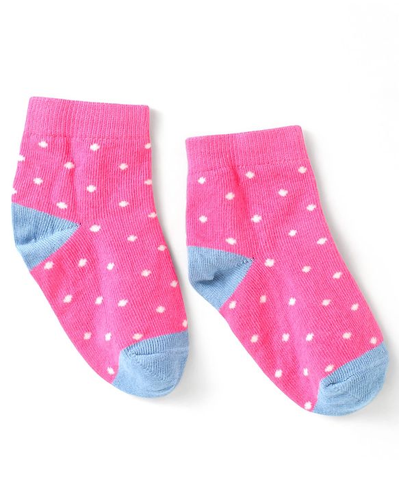 Cute Walk by Babyhug Cotton Anti Bacterial Ankle Length Socks Polka Dots Design Pack of 5 - Multicolour