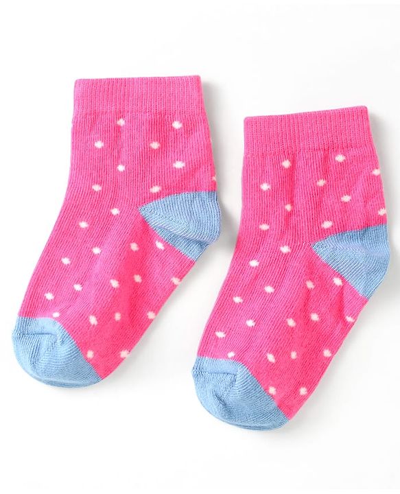Cute Walk by Babyhug Cotton Anti Bacterial Ankle Length Socks Polka Dots Design Pack of 5 - Multicolour