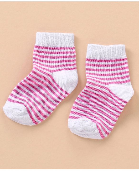 Cute Walk by Babyhug Cotton Anti Bacterial Ankle Length Socks Stripes Design Pack of 5 - Multicolour