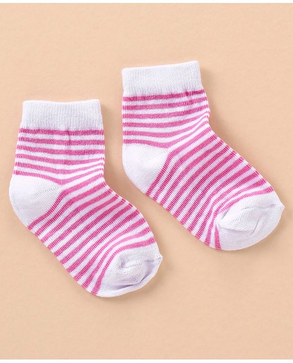 Cute Walk by Babyhug Cotton Anti Bacterial Ankle Length Socks Stripes Design Pack of 5 - Multicolour