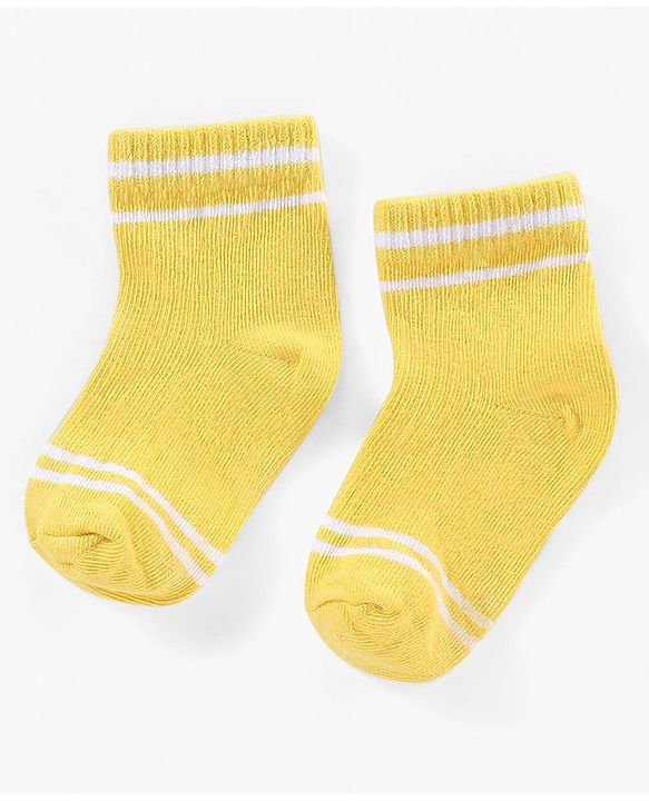 Cute Walk by Babyhug Cotton Anti Bacterial Ankle Length Socks Solid Pack of 3 - Yellow Red