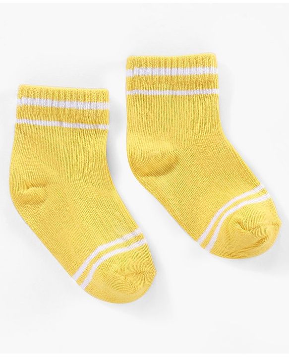Cute Walk by Babyhug Cotton Anti Bacterial Ankle Length Socks Solid Pack of 3 - Yellow Red