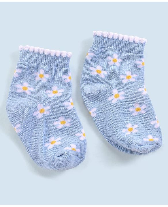 Cutewalk By Babyhug Anti Bacterial Ankle Length Non Terry Socks Floral Design Pack of 3- Pink