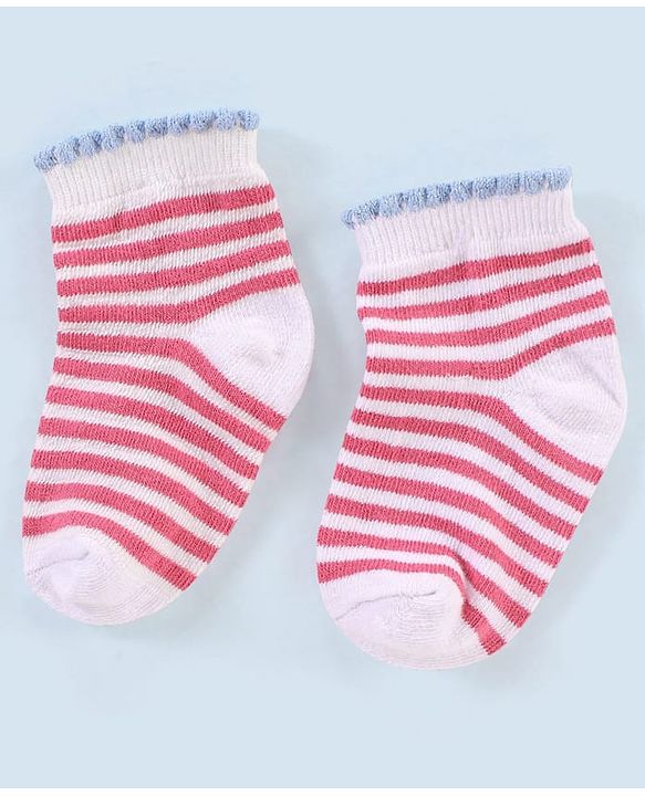 Cutewalk By Babyhug Anti Bacterial Ankle Length Non Terry Socks Floral Design Pack of 3- Pink