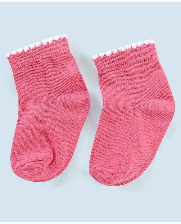 Cutewalk By Babyhug Anti Bacterial Ankle Length Non Terry Socks Floral Design Pack of 3- Pink