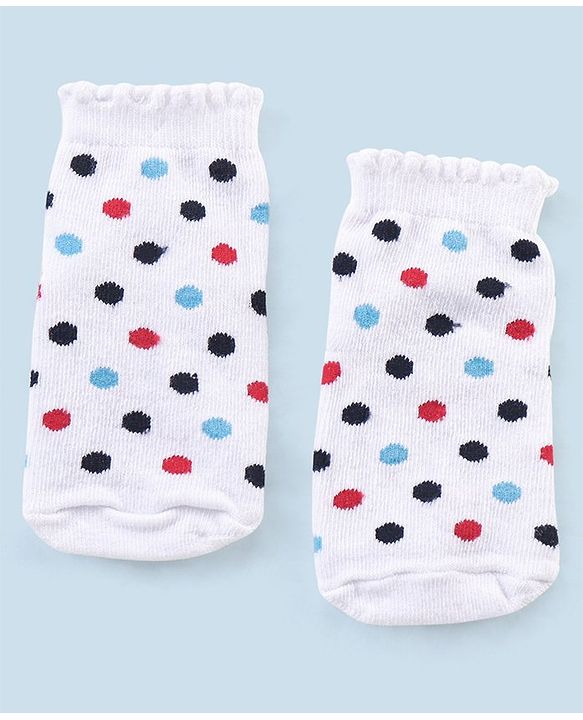 Cutewalk By Babyhug Anti Bacterial Ankle Length Non Terry Socks Pokla dot Design Pack of 3- Blue