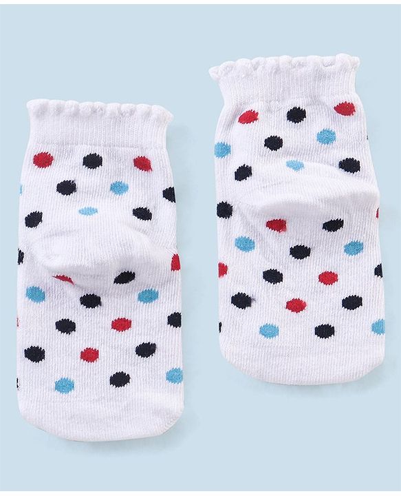 Cutewalk By Babyhug Anti Bacterial Ankle Length Non Terry Socks Pokla dot Design Pack of 3- Blue