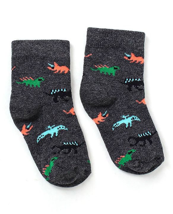 Cutewalk By Babyhug Anti Bacterial Ankle Length Non Terry Socks Dino Design Pack of 5 - Multicolour